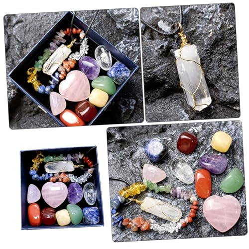 COLLBATH 1Set Delicate Healing Crystal Chakra Pendant Present Box Portable Meditation Stones for Yoga Decoration Personal Present for Meditation Enthusiasts