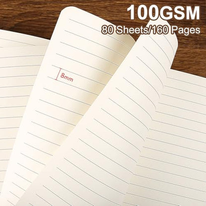 Lined Journal Notebook for Work College Ruled Note Book 7.2"x9.6" B5 PU Leather Daily Journaling 160 Pages for Women Men Writing Home School Supplies Business (Red) - color: 08-Red-1pack, style: B5 Lined 160pages