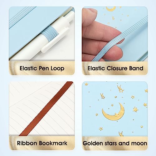 CAGIE Lined Journal Notebook for Work, 196 Pages, Medium 5.7" x 8.3", Hardcover Notebook Journal with Pen Loop, (Sky Blue Ruled), Gifts - color: 02 Sky Blue
