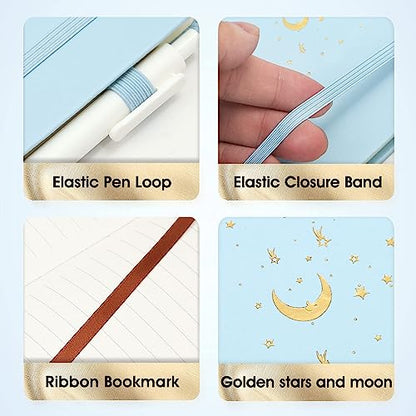CAGIE Lined Journal Notebook for Work, 196 Pages, Medium 5.7" x 8.3", Hardcover Notebook Journal with Pen Loop, (Sky Blue Ruled), Gifts - color: 02 Sky Blue