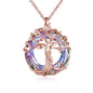 TOUPOP Tree of Life Necklace Gifts for Women 925 Sterling Silver Family Tree Pendant with Crystal Birthday Irish Jewelry Gifts for Women Her Wife Mom - color: 02-Rose Gold-Purple Crystal