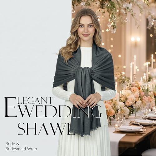 Shawl Wraps for Women Pashmina Shawls and Wraps for Evening Dresses Large Soft Scarf Winter Scarf Wedding Shawl… - color: Dark Grey