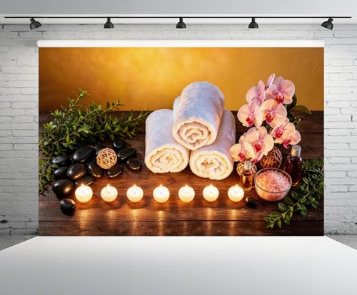 CHNYWORK 82x59 Inches Zen Garden Tapestry Candles Basalt Stone Spa Water Massage Stones Towel and Candles Relaxation Background Living Room Bedroom Aesthetic College Dorm Wall Decor - size: 82''x59''