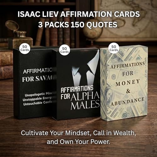Isaac Liev 150 Positive Daily Affirmation Cards For Men & Teens, Motivational card, Inspirational, Mindest Gifts for Success - 3Pack bundle - style: 3-PACK DEAL - Alpha Affirmations , Money Affirmations & Savage Affirmations