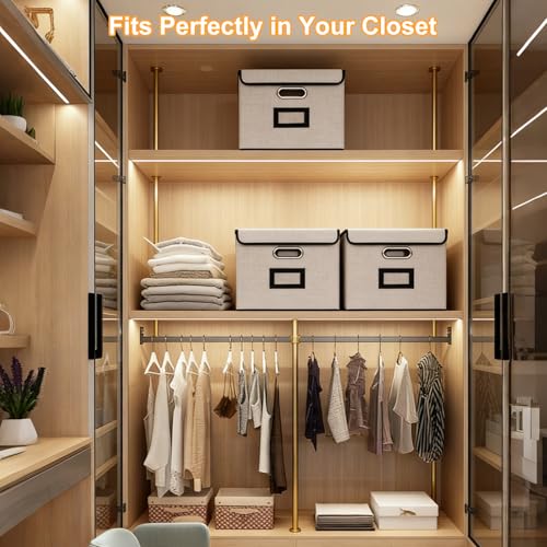 Large Square Storage Bin with Lid, Foldable Organizer Box with Handles & Label Design, for Office, Closet, Home, Documents, Grey, 12.20 x 10.63 x 10.63 Inches, 2 Pack - color: Grey, style: Square - 2 Pack