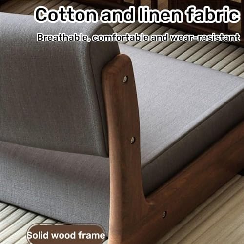 Wood Floor Meditation Chair Low Stool with Backrest Cotton Linen Cushion Ergonomic Leisure Chair for Tea Room Home Practical(Green Natural) - color: Green Natural