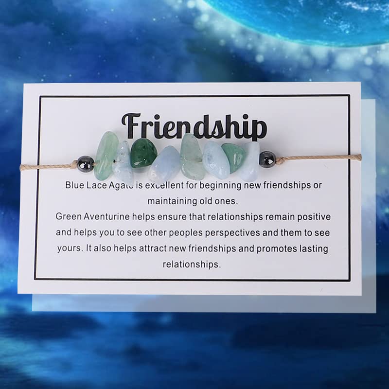 tenghong2021 Chakra Crystal Beaded Bracelet with Wish Card Adjustable Spiritual Anxiety Stone Beads Braide String Bracelet Yoga Meditation for Women Men Jewelry Birthday Gifts - style: Friendship