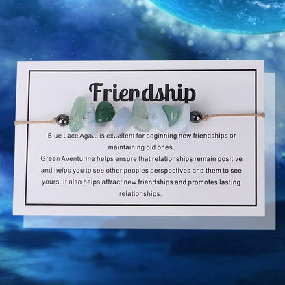 tenghong2021 Chakra Crystal Beaded Bracelet with Wish Card Adjustable Spiritual Anxiety Stone Beads Braide String Bracelet Yoga Meditation for Women Men Jewelry Birthday Gifts - style: Friendship