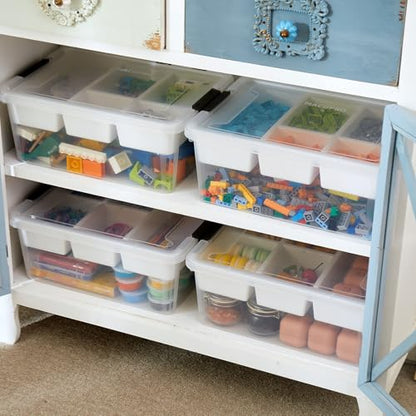 MACOPRO 17 QT Plastic Storage Box with Removable Tray, Bins with Lids, Clear Storage Container for Craft Organization, Beads, Tools, Sewing, and Playdoh, Art Supply Organizer (White, 1Pack-17QT) - size: 1Pack-17QT