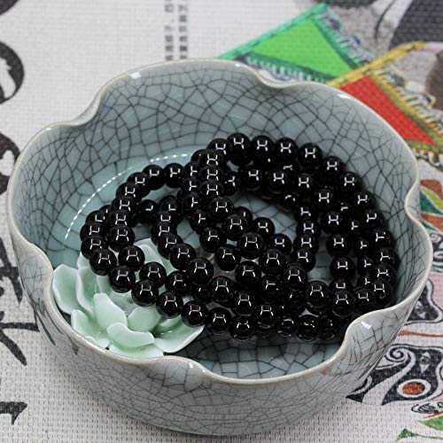 Keleny Gem Semi Precious Gemstones 8mm Natural Stone Round Beads Rock Crystal Jasper Stretch Bracelet 7 Inch Unisex - color: Black Agate