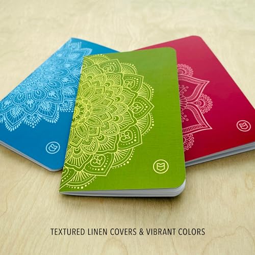 Pocket-Sized Gratitude Journal 3-Pack - Mandala Set (Manage Stress & Anxiety, Mental Health Support, Self-Care Checklist, Prompts, 3.5" x 5.5", 36 pages)