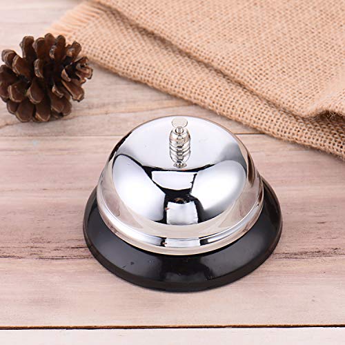 HeeYaa Call Bell 2 Packs 3.3 Inch Diameter with Metal Anti-Rust Construction, Desk Bell for Hotels, Schools, Restaurants, Reception Areas, Hospitals, Warehouses(Silver)