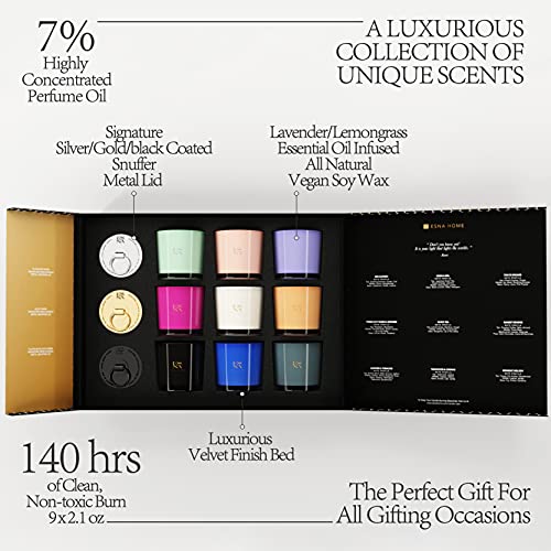 Luxury Aromatherapy Scented Candle Gift Set 9 Votive Candle Archive Set Packed to Perfection in Premium Magnetic Gift Box All Natural Essential Oil 140 hrs Clean Burn Holiday Candle Christmas