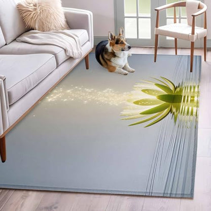 Rectangle Rug 4x6Ft Abstract Lotus Flower Soft Indoor Throw Rugs Carpets for Living Dining Bedroom Kids Room Non-Slip Playroom Crawl Rug Floor Mats Meditation Floral Art - size: 4x6ft