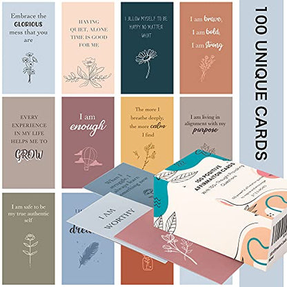 100 Affirmation Cards for Women and Men With 150+ Thought-Provoking Questions, Unique Affirmation cards for stress Relief, Meditation and Self Care Gift For Women and Men. - color: 100Earth