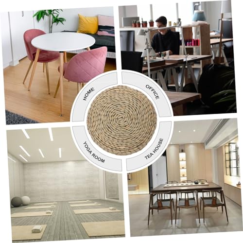 DECHOUS Hand-Made Woven Meditation Mat Cotton Filled Yoga Cushion Japanese Style Decorative Pad for Adults for Meditation Photography Props and Home Decor