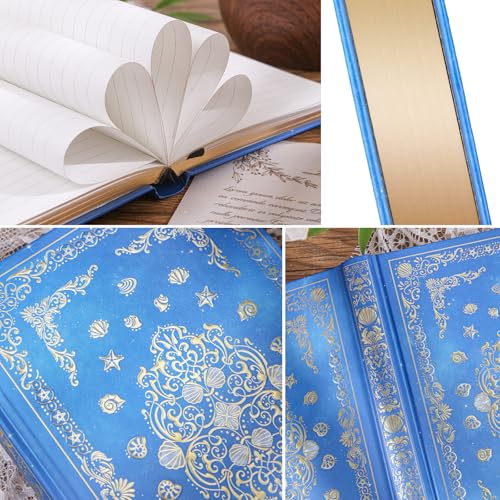 Hardcover Lined Journal - 224 Pages 100GSM Thick A5 Notebook with Gilded Edges & Gold Foil, Celestial Ocean Shells Mystic Diary for Women, Dream Journal