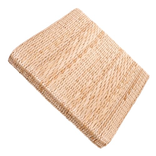 ABOOFAN Japanese Style Square Braided Straw Woven Meditation Pillow 40x40cm 6cm Thick Yoga Floor Cushion for Sitting and Zen Practice Home Woven Floor Pad