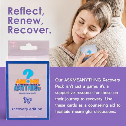 ASKMEANYTHING Recovery Pack Card Game - 100 Cards for Self-Improvement, Coping Skills, and Group Therapy