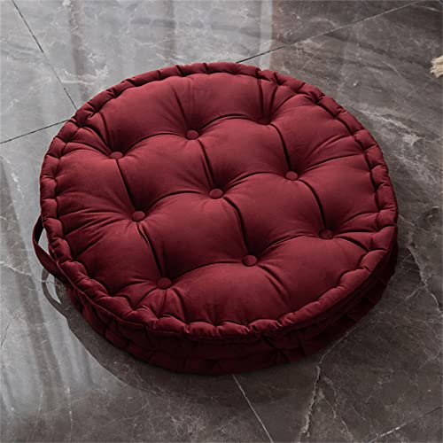 Meditation Floor Cushions, 24 inch Large Floor Pillows Seating for Adults Solid Thick Round Meditation Floor Cushion for Yoga Balcony Living Room Outdoor (Burgundy) - color: Burgundy
