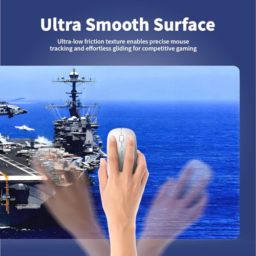Extra Large Gaming & Office Mouse Pad (31.5" x 11.8") – Aircraft Carrier & Fighter Jet Group & Helicopter, US Navy Premium XXL Desk Mat with Durable Stitched Edges & Anti-Slip Rubber Base - color: Aircraft Carrier Navy Blue Ocean