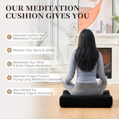 Meditation Cushion Set with High-Density Foam : 26.4" Large Floor Pillow for Yoga, Meditation, Sitting，Zafu & Zabuton Removable Washable Luxe Velvet Cover - color: B