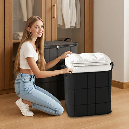 Foldable Wardrobe Storage Bag, Large Capacity Storage Box, Household Double Zipper with Handle Clothing and Quilt Organizer Bag, Suitable for Moving, Travel, Storage Basket
