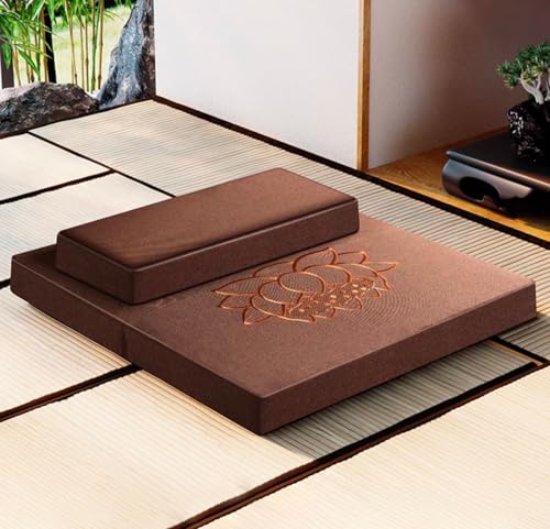 Large Meditation Cushion Mat Set Thick Yoga Mat Bolster Floor Pillows Seating for Adults Upgraded Meditation Accessories(Size:28x28inch,Color:Coffee) - color: Coffee, size: 28x28inch