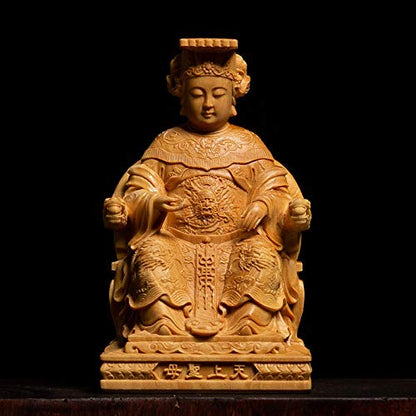 Abstract Sculpture Mazu Statues Sea God Buddha Carvings Solid Wood Home Decorations