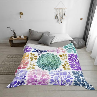 Abstract Floral Composition Fleece Blanket, Artistic Purples Flower, Lightweight Blankets for Meditation Spaces,for All Seasons,Very Suitable for Keeping Warm in Winter and Autumn 80"X60" - size: 80”X60”