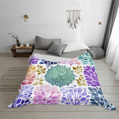 Abstract Floral Composition Fleece Blanket, Artistic Purples Flower, Lightweight Blankets for Meditation Spaces,for All Seasons,Very Suitable for Keeping Warm in Winter and Autumn 40"X30" - size: 40”X30”
