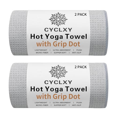 2 Pack Hot Yoga Towel Non Slip Yoga Mat Towel Non-Slip Sweat Absorbent (Light Gray, 72.00" x 26.50") - color: Light Gray