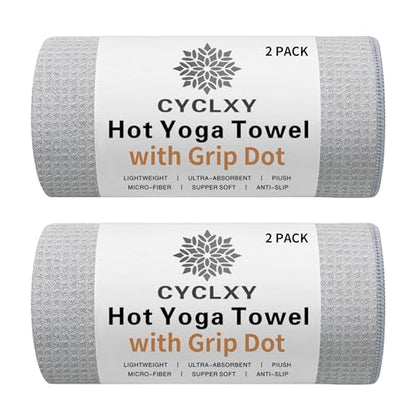 2 Pack Hot Yoga Towel Non Slip Yoga Mat Towel Non-Slip Sweat Absorbent (Light Gray, 72.00" x 26.50") - color: Light Gray