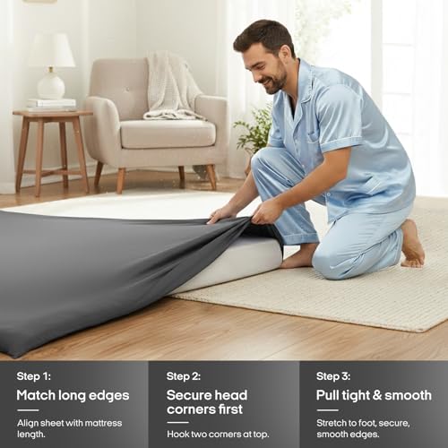 ZonLi Cooling Fitted Sheet for Tatami - 40"x80" Twin Size, Tatami Mattress Cover, Crisp Breathable Fitted Sheet with Non-Slip Bands (Gray) - color: Grey-1, size: Twin
