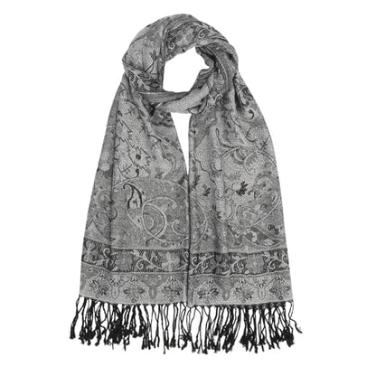 Paisley Pashmina Rave Shawl Scarf-Women's Reversible Ethnic Jacquard Pashmina Wraps for Travel - color: A#. Black White