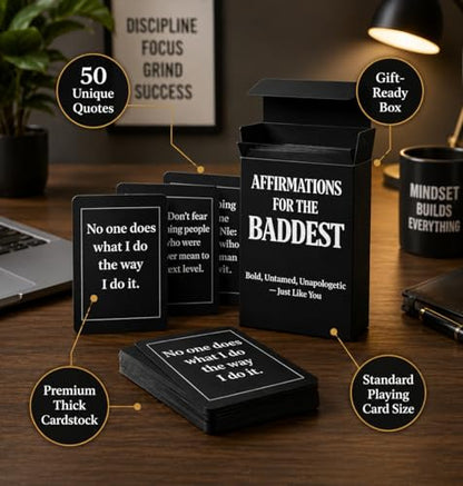 Isaac Liev Baddest Affirmation Cards for Women & Men – 50 Positive Motivational Inspirational Quotes – Daily Affirmation Deck for Confidence, Mindset - style: Baddest Affirmation