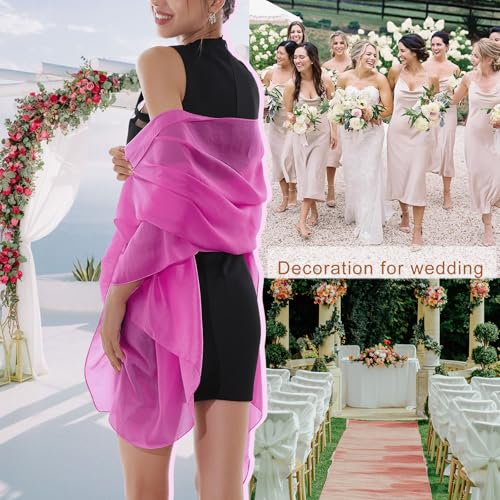 RIIQIICHY Women Shawls and Wraps for Evening Dresses Like Chiffon Silk Scarf Formal Silky Pashmina Shawls for Weddings - color: Rose Pink