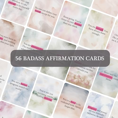 Badass Affirmation Cards for Women – 56 Motivational Self Care Cards, Encouragement Gift for Friend Sister Daughter, Mother’s Day Gift, Class of 2026 Graduation Gift, Inspirational Gift for Her