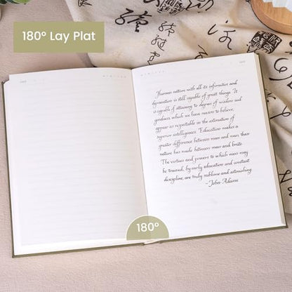 CAGIE Lined Journal Notebook for Women Men, A5 Hardcover Linen Journals for Writing 256 Pages, Aesthetic Womens Diary, Gifts 8.3'' x 5.7'' Light Olive - color: Light Olive