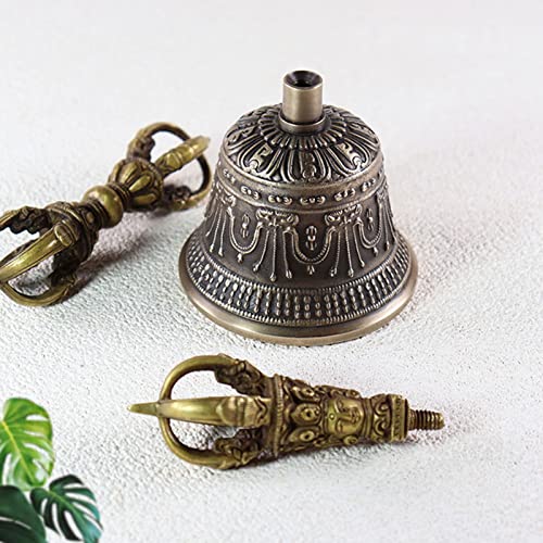 Tibetan Hand Bell,Tibetan Buddhist Meditation Bell 100% Handmade Puja Bronze Bell, Tibetan Meditation Bell For Sound Healing And Yoga (Size : 16cm) - size: 16cm