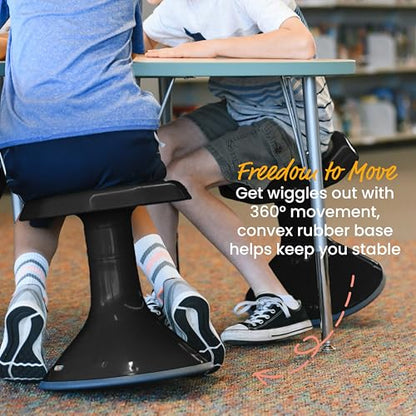 ECR4Kids ACE Active Core Engagement Wobble Stool, 15-Inch Seat Height, Flexible Seating, Black - color: Black