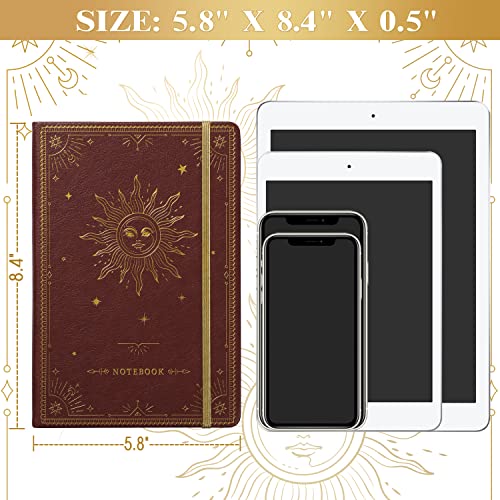 Artfan Ruled Notebook/Journal – Premium Thick Paper Faux Leather Classic Writing Notebook with Pocket + Page Dividers Gifts, Banded, Large, 144 Pages, Hard Cover, Lined (5.8 x 8.4) - Burgundy - color: RED