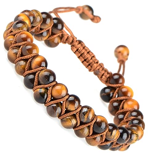 MASSIVE BEADS Double Layer Natural Chakra Healing Power Crystals Macrame Bracelet Yoga Stone Beads Gemstone Meditation Relax Anxiety Bangle for Unisex Women Men