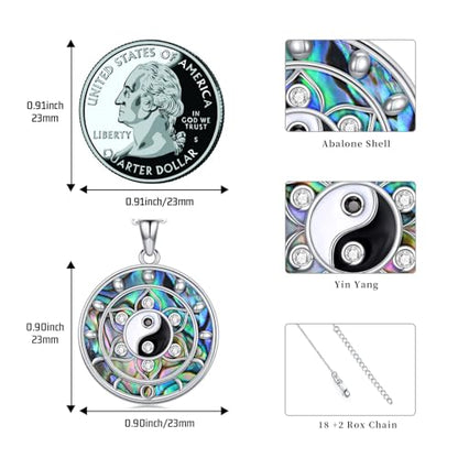 Lotus Necklaces for Women 925 Sterling Silver 7 Chakra/Yin Yang Pendant Necklace Spiritual Lotus Jewelry Birthday Yoga Gifts - style: Yin Yang-Lotus