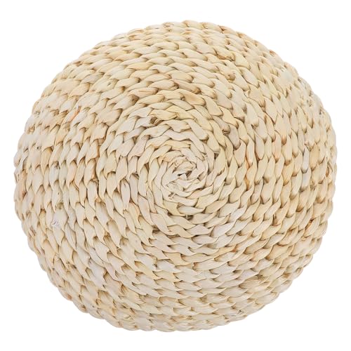 Straw Weave Yoga Seat Mat 30x6cm Space Cotton Filled Hand-Woven Meditation Cushion Lightweight Worship Cushion for Home and Zen Practice