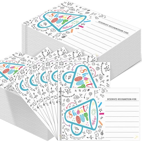 Motiskyy 200 Pcs Shout out Cards for Students Back to School Gifts Bulk for Students Teachers Positive Shout out Card for Employees Staff Appreciation Recognition Reward Card for Work Bulletin Board - color: Blue, style: Colorful