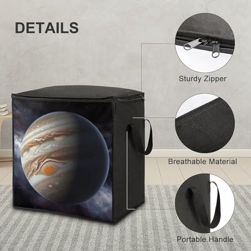 Jupiter Landscape Storage Bag Portable Closet Organizer Storage Bags Quilt Storage Bags with Zippered Breathable Storage Bag with Carry Handles for Blanket Pillow Bedding
