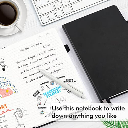 feela 3 Pack Notebooks Journals Bulk with 3 Black Pens, A5 Hardcover Notebook Classic Ruled Lined Journal Set with Pen Holder for Work Business Journaling Note Taking, 120 GSM, 5.1”x8.3”, Black - color: 3 Pack black