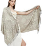 Pashmina Shawl Wrap with Ethnic Paisley Two Tone Jacquard Scarf for Women - color: Paisley-cream