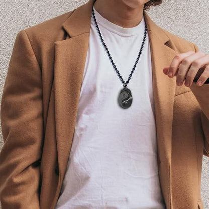 Black Obsidian Necklace Protection Pendant with Extended Bead Chain Healing Crystal Stone Amulet Necklace for Men Women - color: Tai Chi Yin Yang